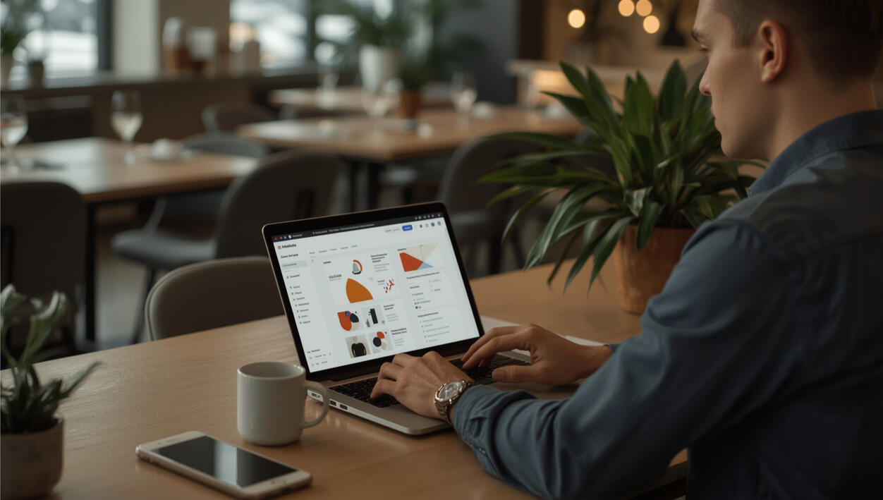 Website user in front of laptop Ziad in the 1990s learning to create a website