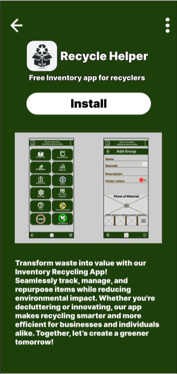 Screen shot of Recycle Helper app Case Study